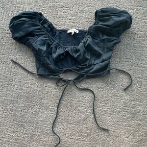 HYFVE Black Puff Sleeve Crop Top